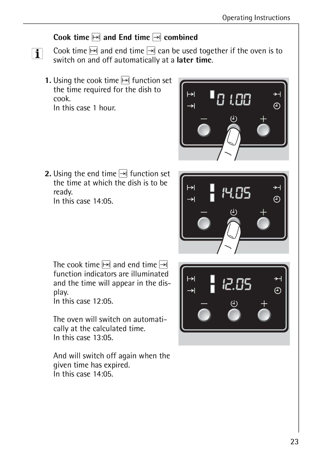 Electrolux B4140-1 manual Cook time and End time combined, Switch on and off automatically at a later time 