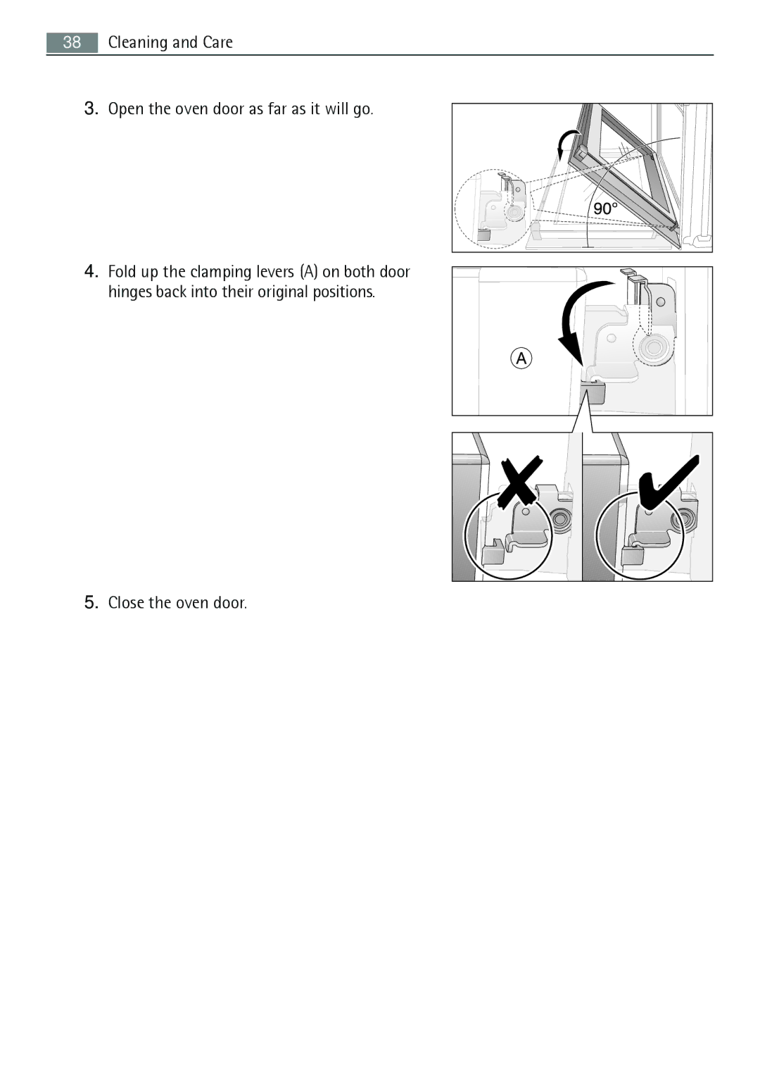 Electrolux B5741-5 user manual Cleaning and Care Open the oven door as far as it will go 