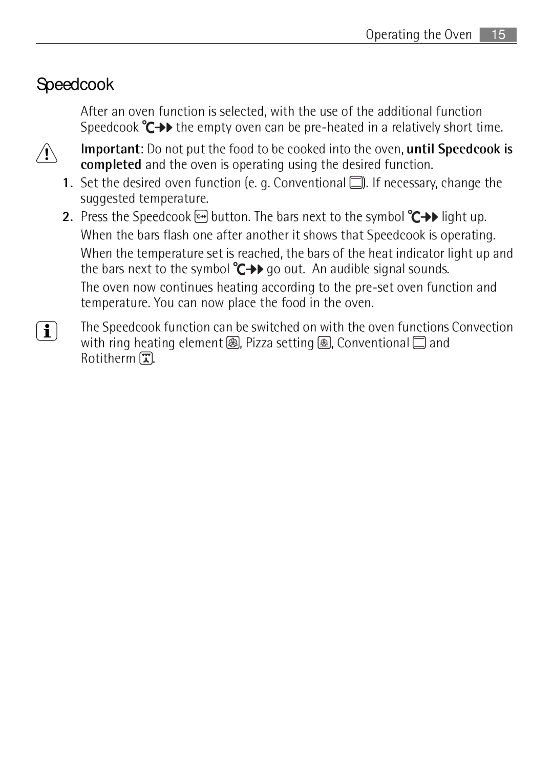 Electrolux B57415A, B57415B user manual Speedcook 