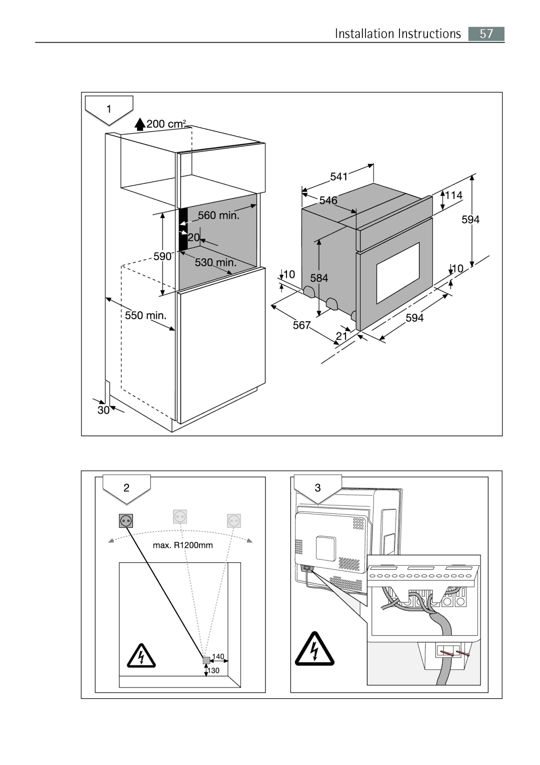 Electrolux B57415A, B57415B user manual Installation Instructions 