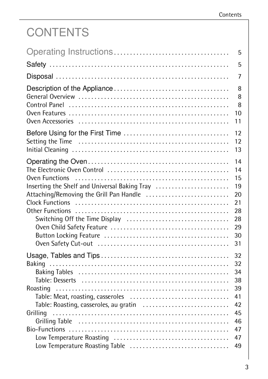 Electrolux B6100-1 manual Contents 