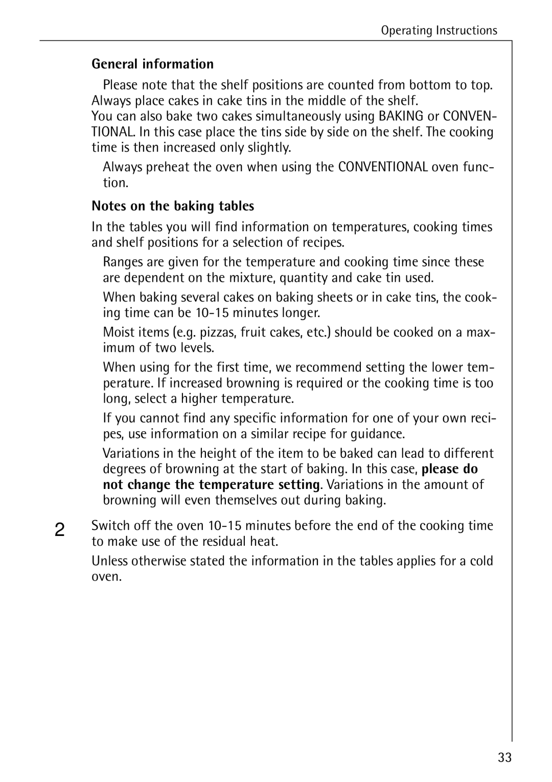 Electrolux B6100-1 manual General information, To make use of the residual heat 