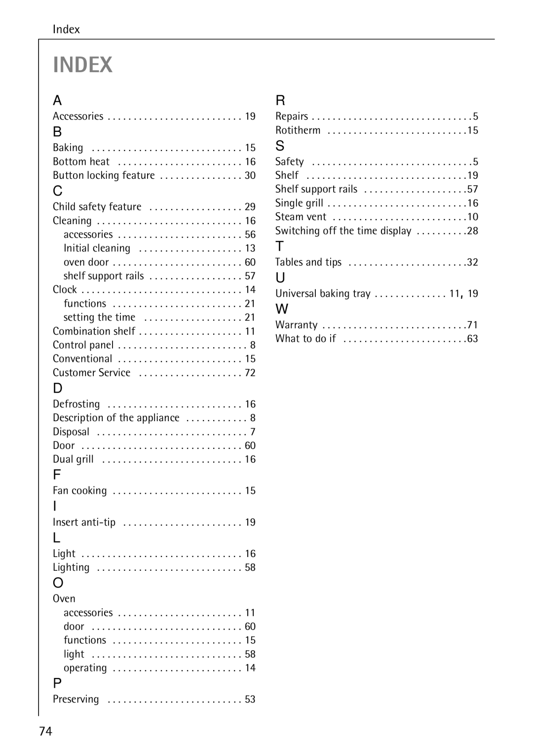 Electrolux B6100-1 manual Index 