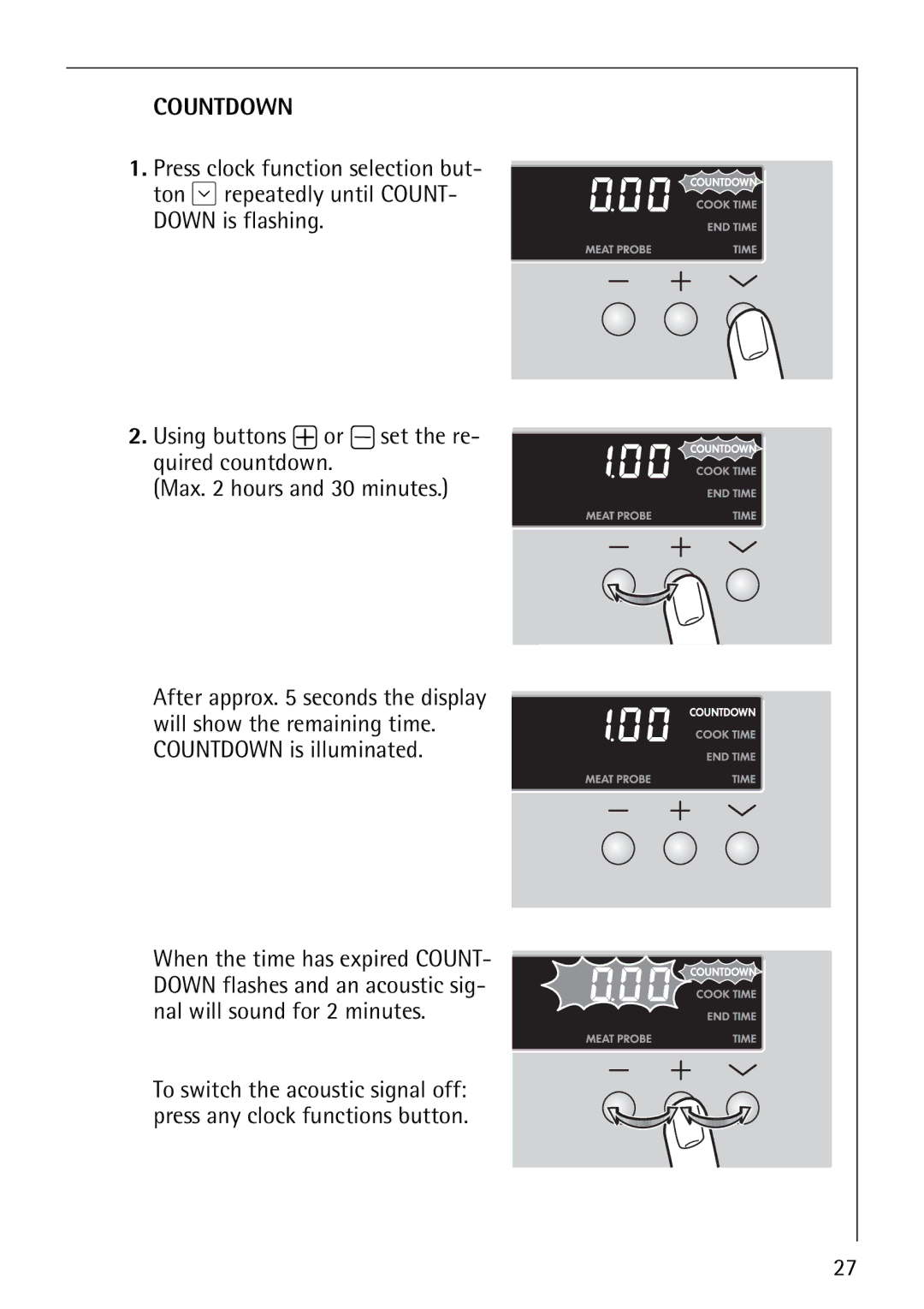 Electrolux B8100-1 manual Countdown 