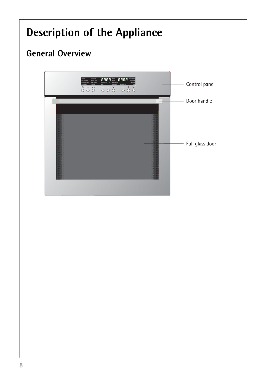 Electrolux B8100-1 manual Description of the Appliance, General Overview 