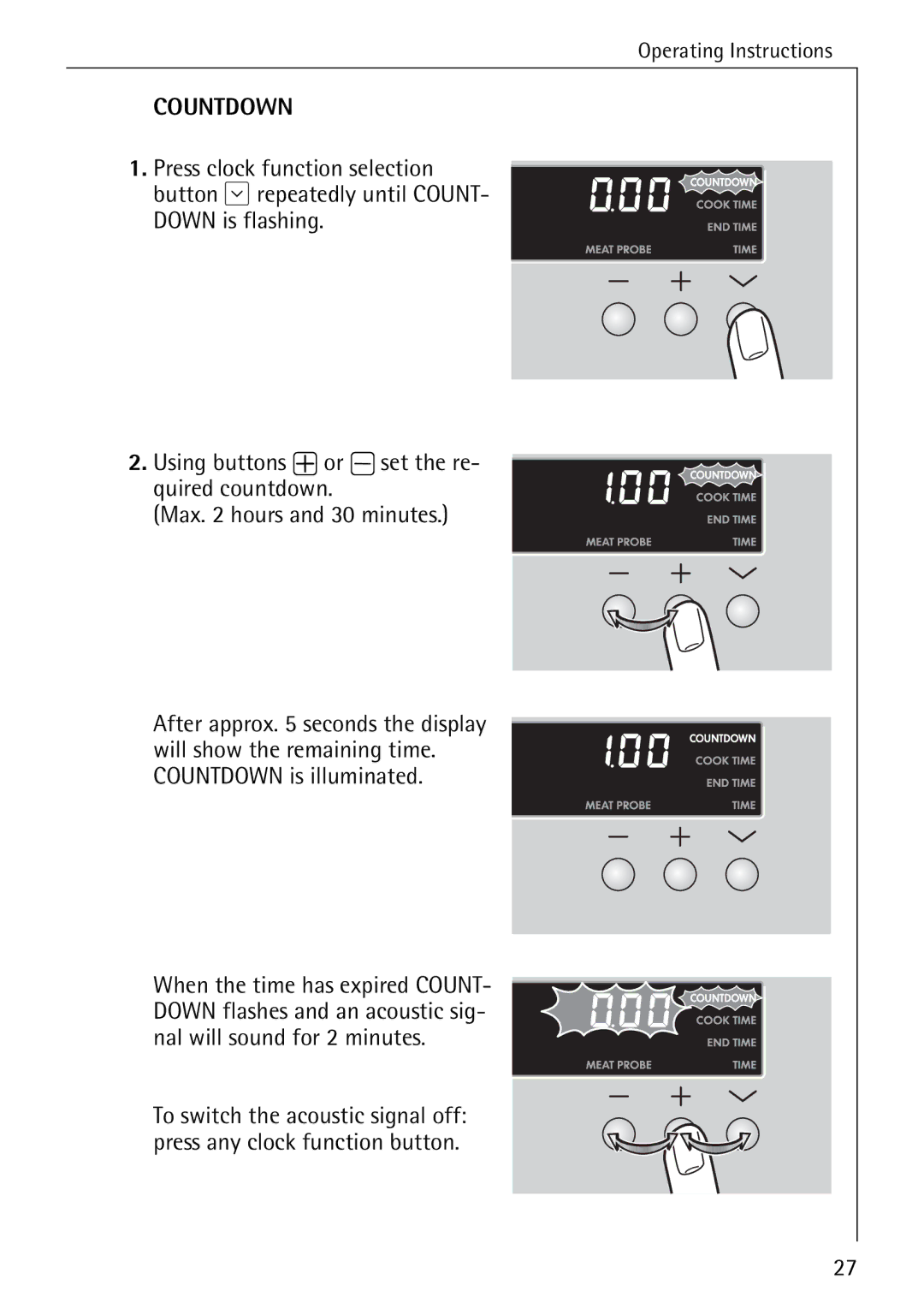 Electrolux B8340-1 manual Countdown 