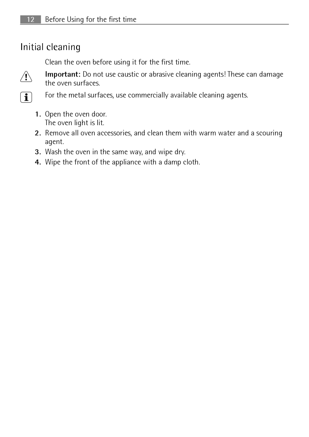 Electrolux B8831-5 user manual Initial cleaning 