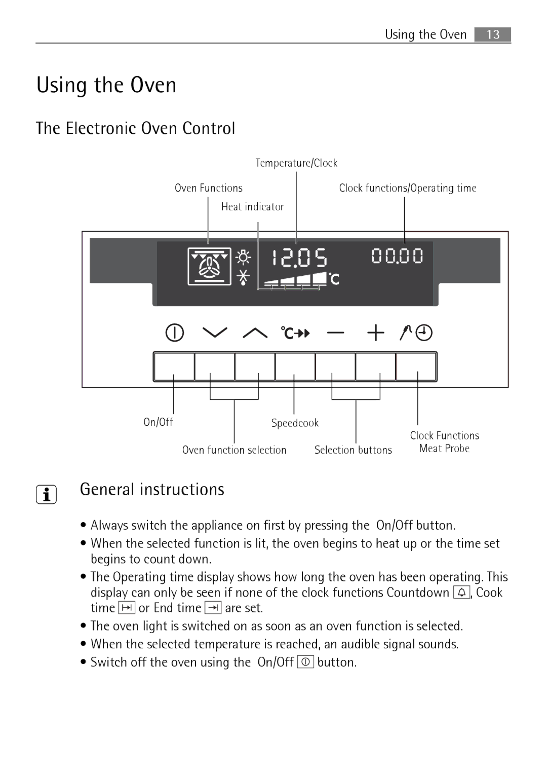 Electrolux B8831-5 user manual Using the Oven, Electronic Oven Control, General instructions 