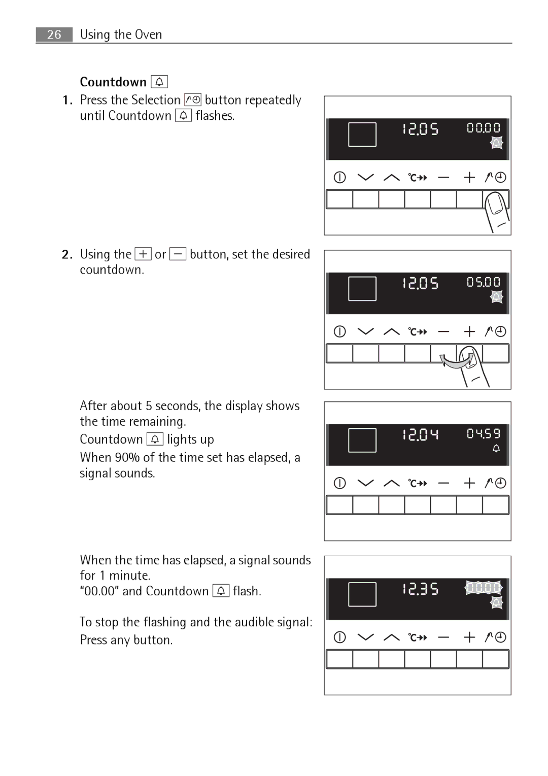 Electrolux B8831-5 user manual Countdown 