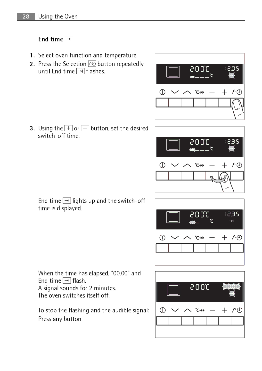 Electrolux B8831-5 user manual Select oven function and temperature 