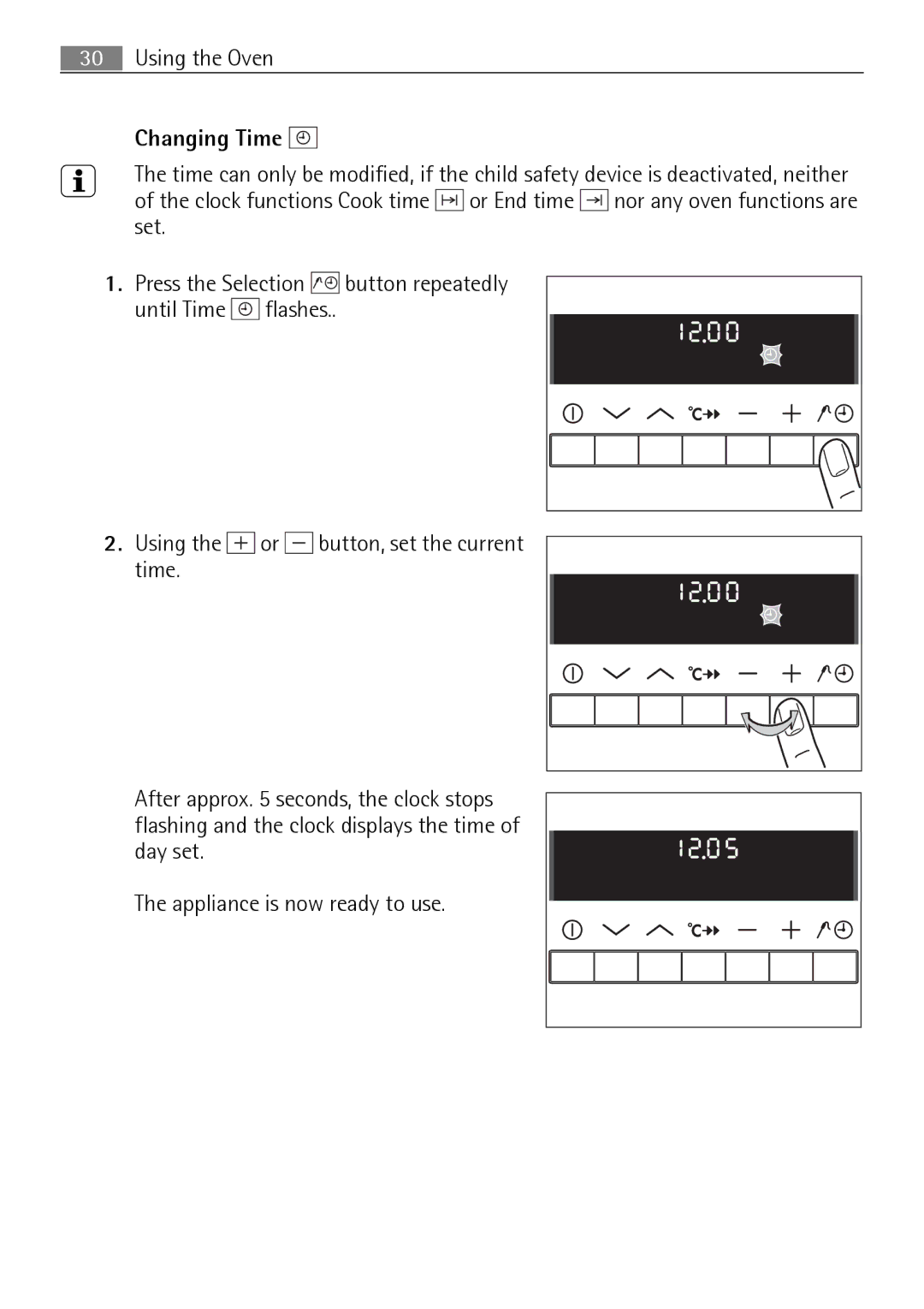 Electrolux B8831-5 user manual Changing Time 