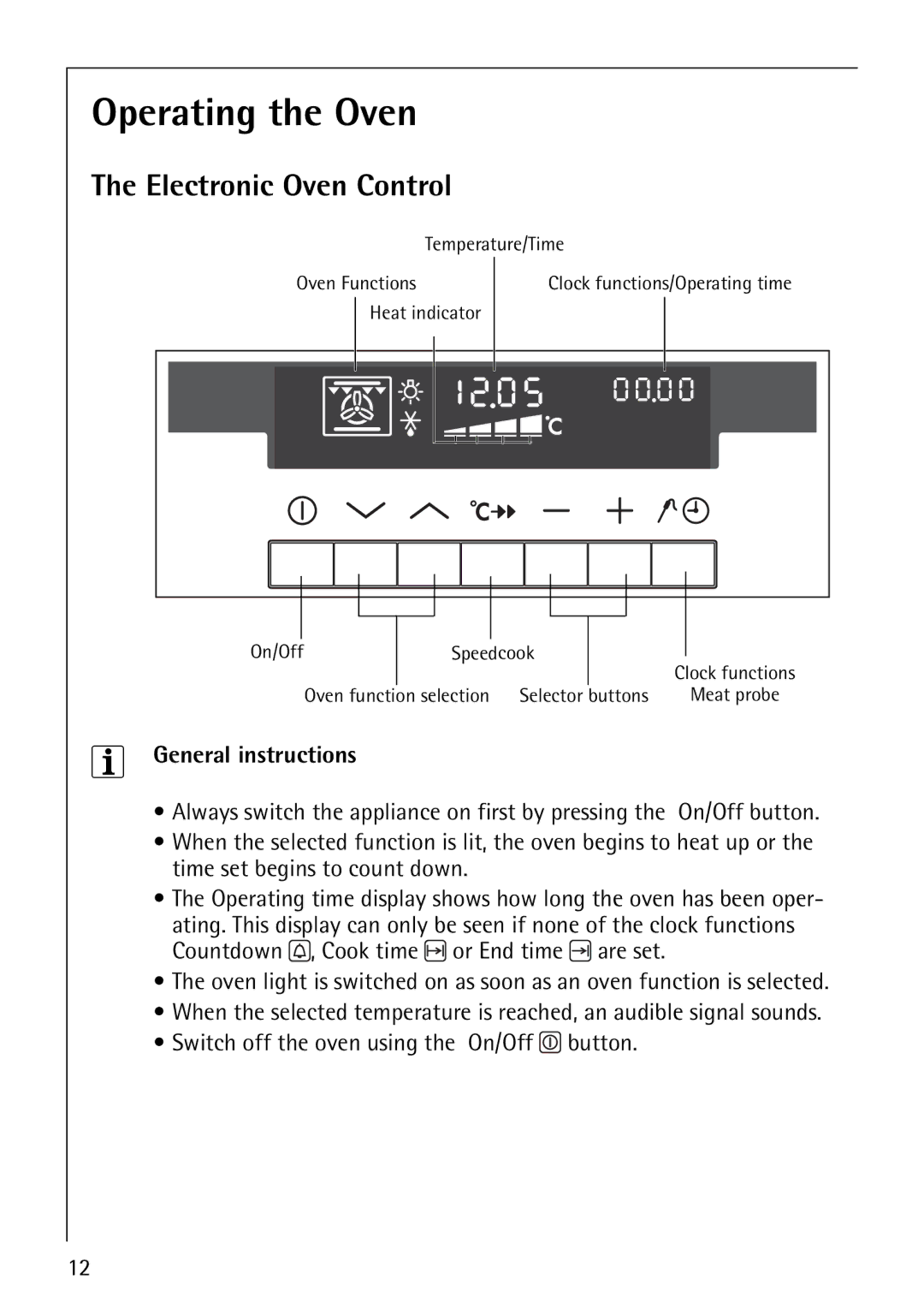 Electrolux B8871-4 manual Operating the Oven, Electronic Oven Control, General instructions 