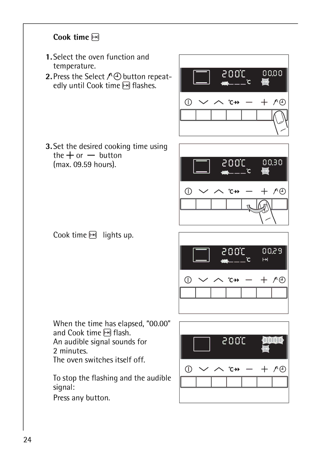 Electrolux B8871-4 manual Select the oven function and temperature 