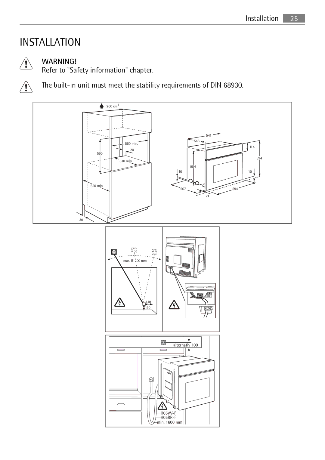 Electrolux B9831-5 user manual Installation 