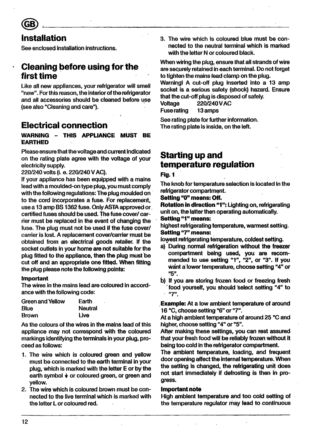 Electrolux Build-In Refrigerator manual 