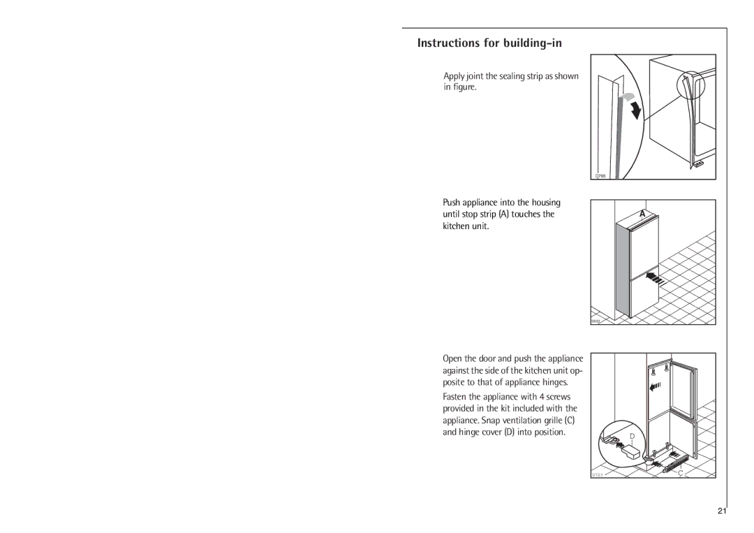 Electrolux C 6 18 41 i installation instructions Instructions for building-in 