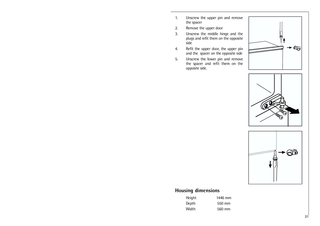 Electrolux C 7 1440 i installation instructions Housing dimensions, Height, Depth, Width 