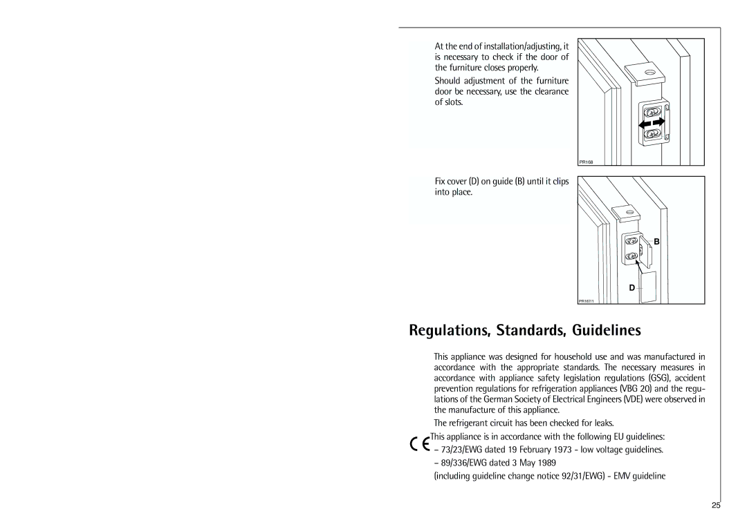 Electrolux C 7 1440 i Regulations, Standards, Guidelines, Fix cover D on guide B until it clips into place 