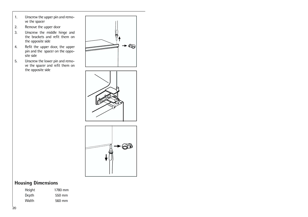 Electrolux C 7 18 41-4i installation instructions Housing Dimensions, Height, Depth, Width 