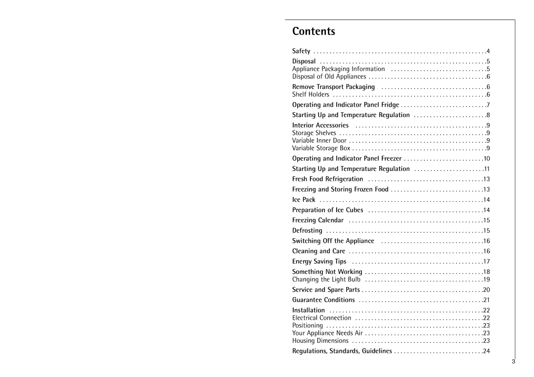 Electrolux C 9 18 43-4i installation instructions Contents 