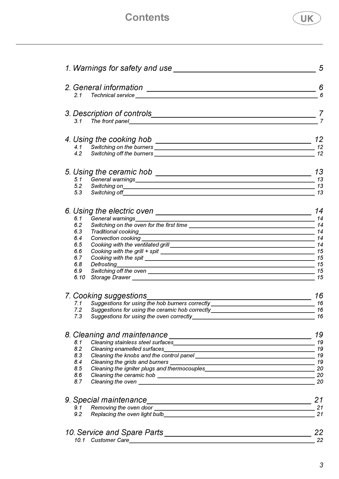 Electrolux C41029V, C41029G manual Contents 