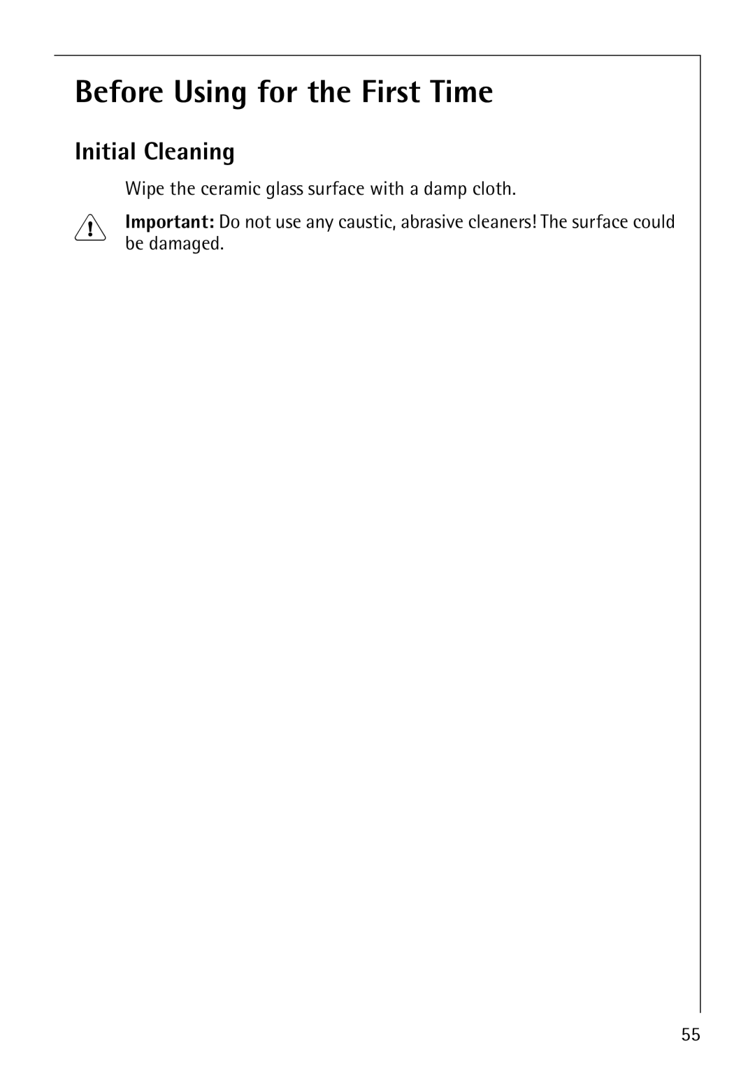 Electrolux C67600K operating instructions Before Using for the First Time, Initial Cleaning 