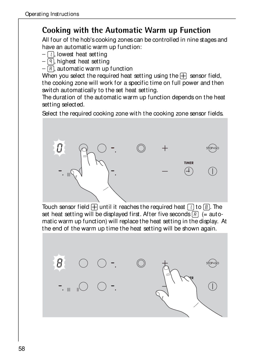 Electrolux C75301K operating instructions Cooking with the Automatic Warm up Function 