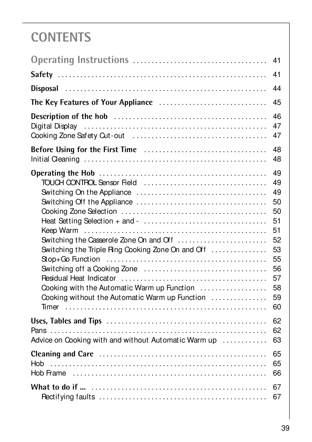 Electrolux C75301K operating instructions Contents 