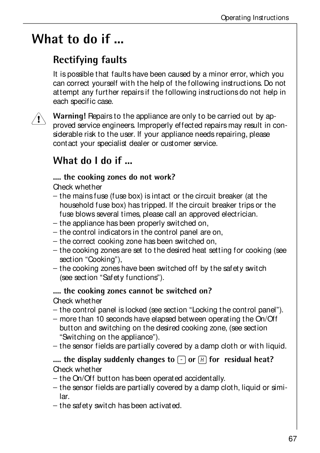 Electrolux C75301K operating instructions What to do if, Rectifying faults, What do I do if 