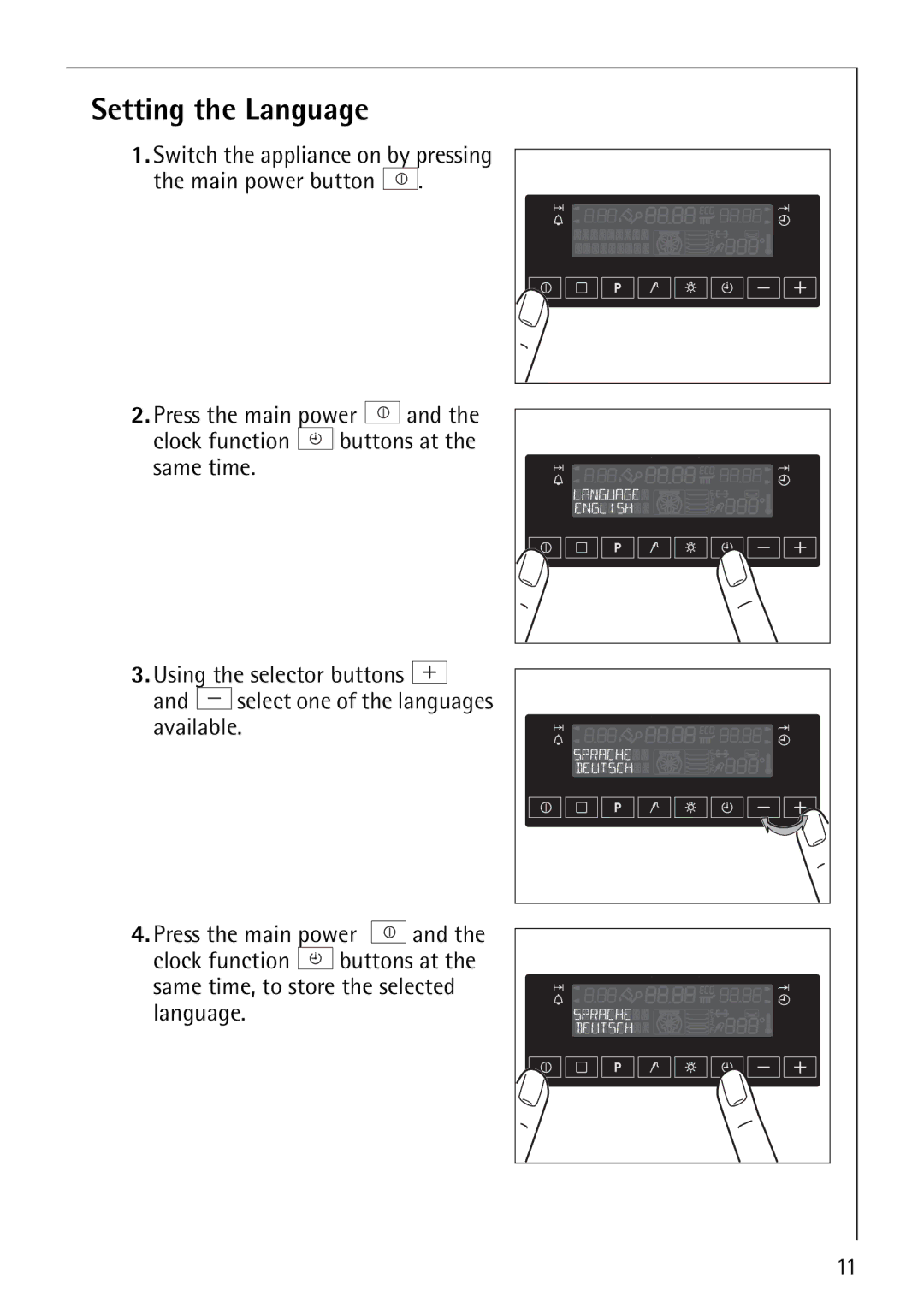 Electrolux CB8920-1 operating instructions Setting the Language 