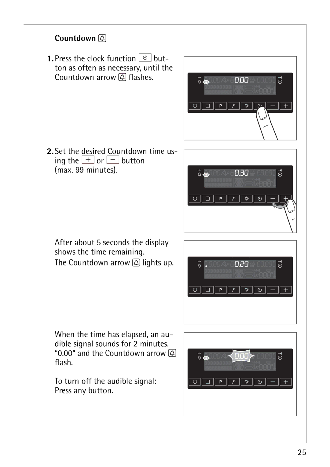 Electrolux CB8920-1 operating instructions Press the clock function but 