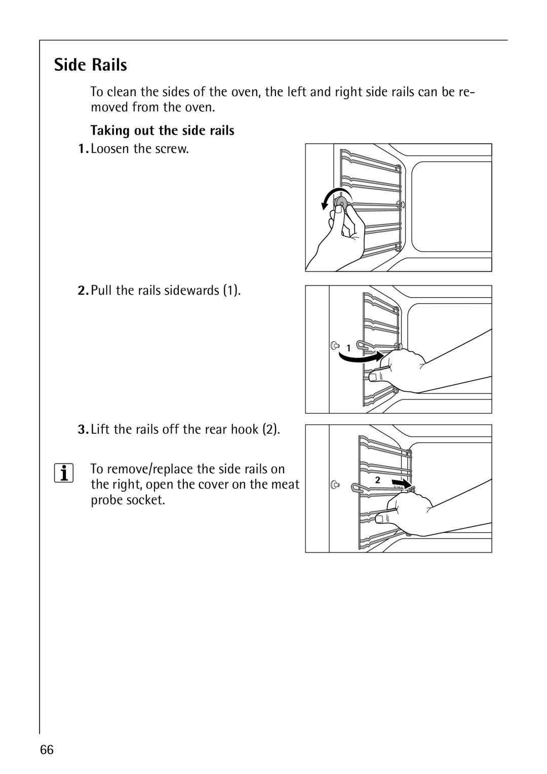 Electrolux CB8920-1 operating instructions Side Rails, Taking out the side rails 