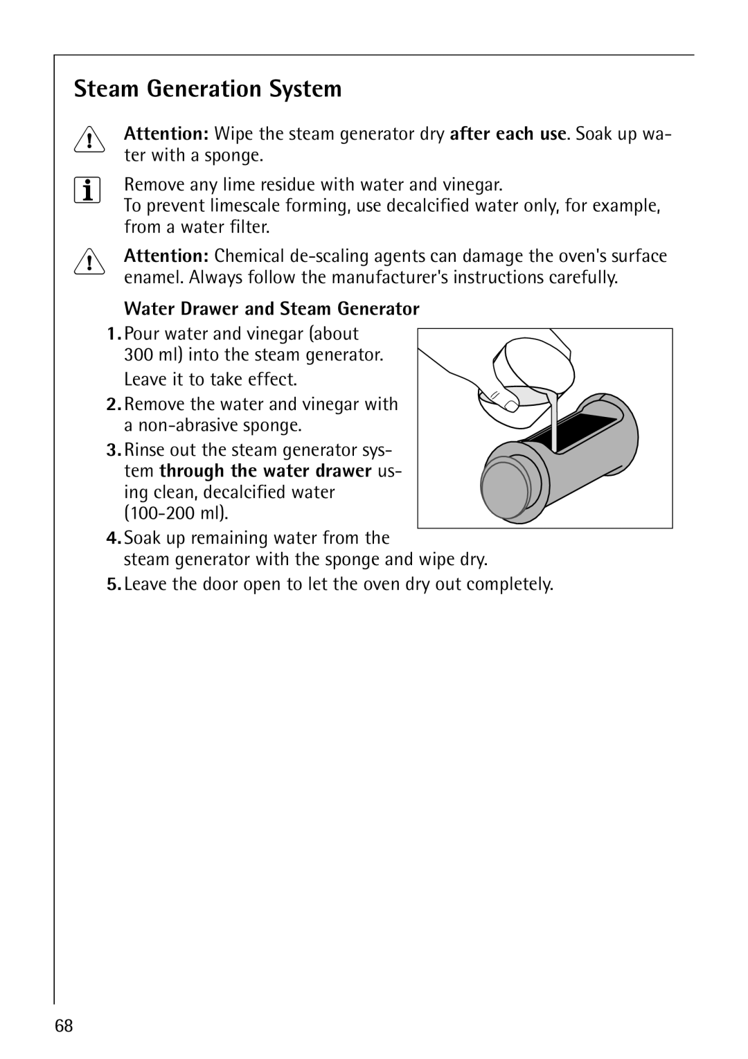 Electrolux CB8920-1 operating instructions Steam Generation System, Water Drawer and Steam Generator 