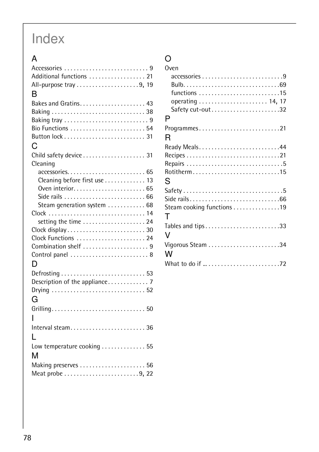 Electrolux CB8920-1 operating instructions Index 