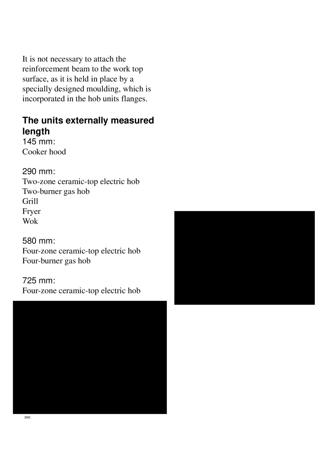 Electrolux Ceramic glass hob manual Units externally measured length 