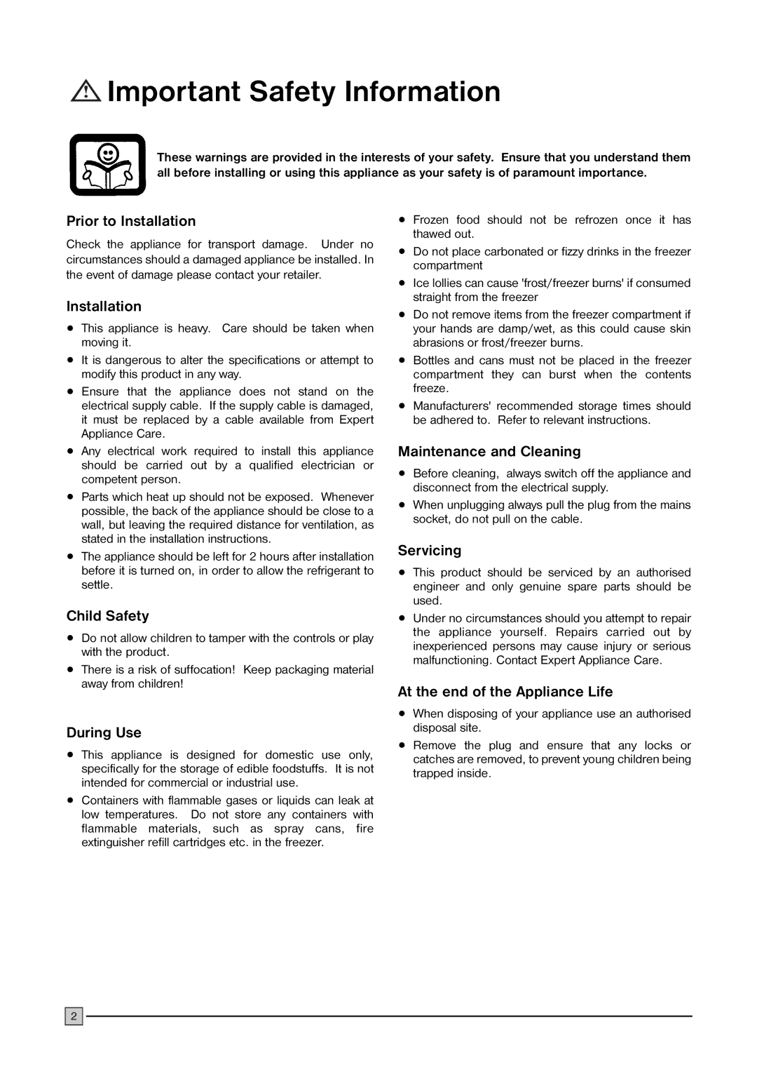 Electrolux CF 376 manual Important Safety Information 