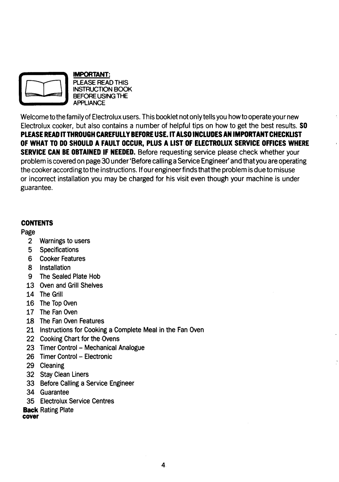 Electrolux CF604 manual 