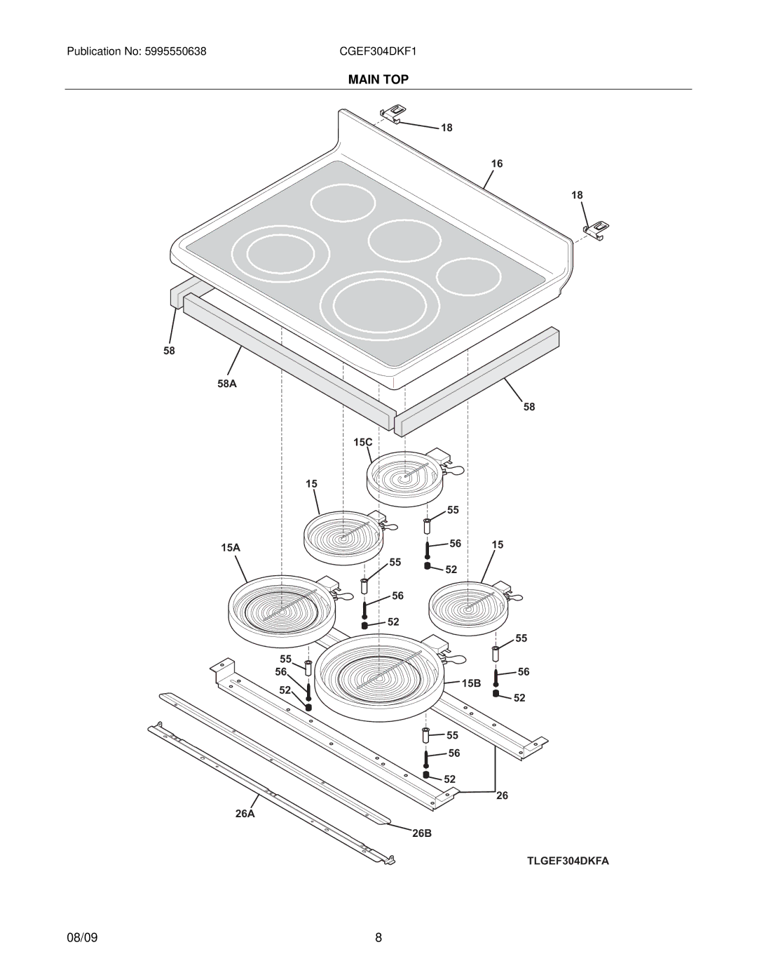 Electrolux CGEF304DK installation instructions Main TOP 