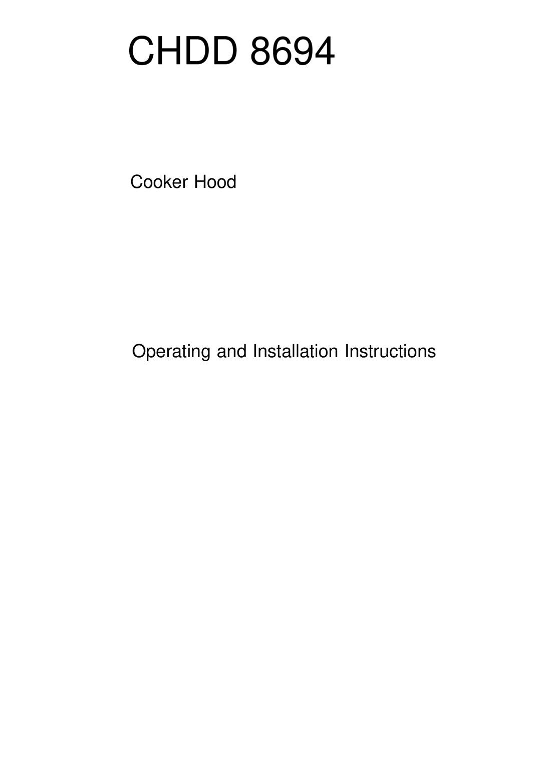 Electrolux CHDD 8694 installation instructions Chdd 