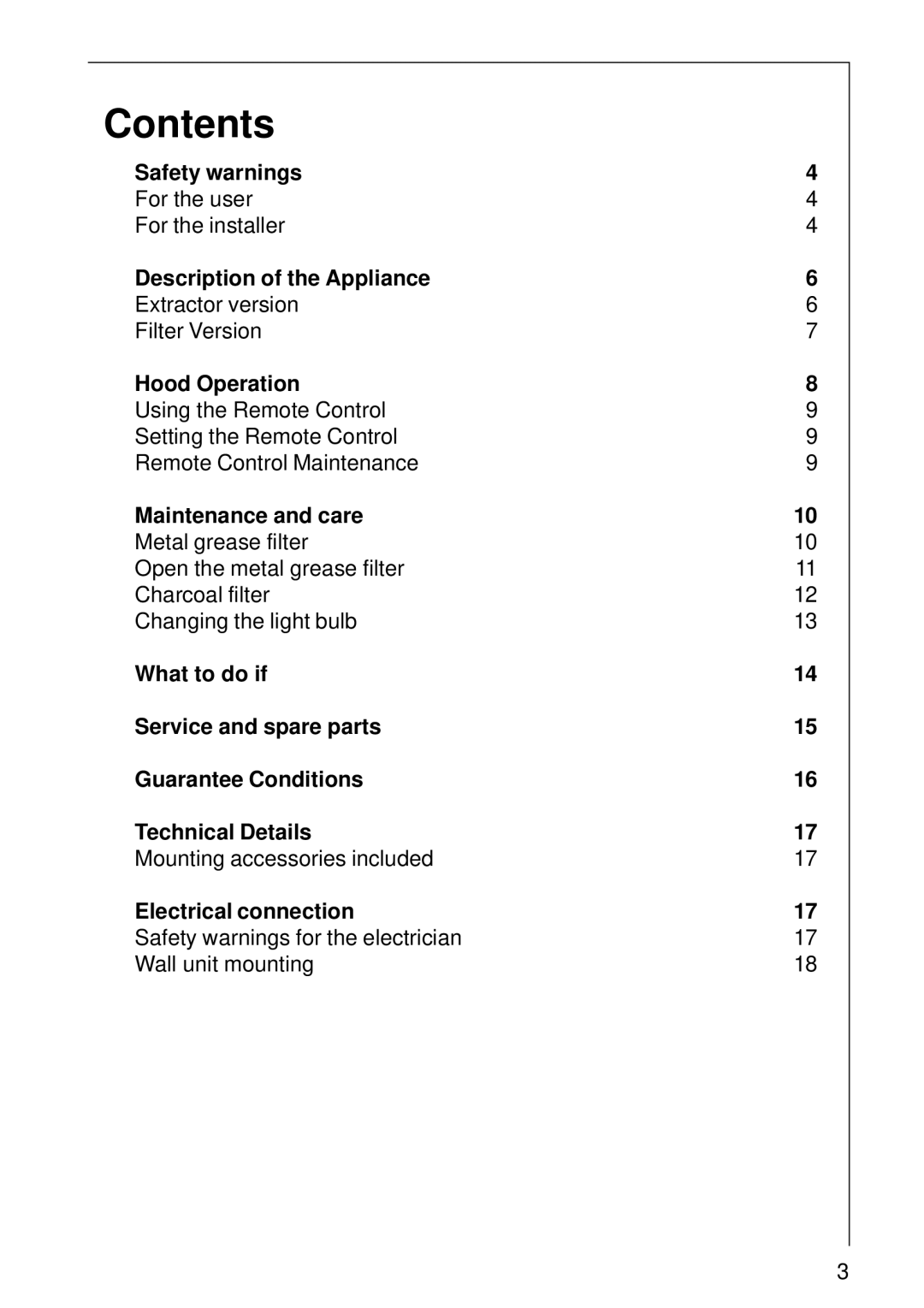 Electrolux CHDD 8694 installation instructions Contents 