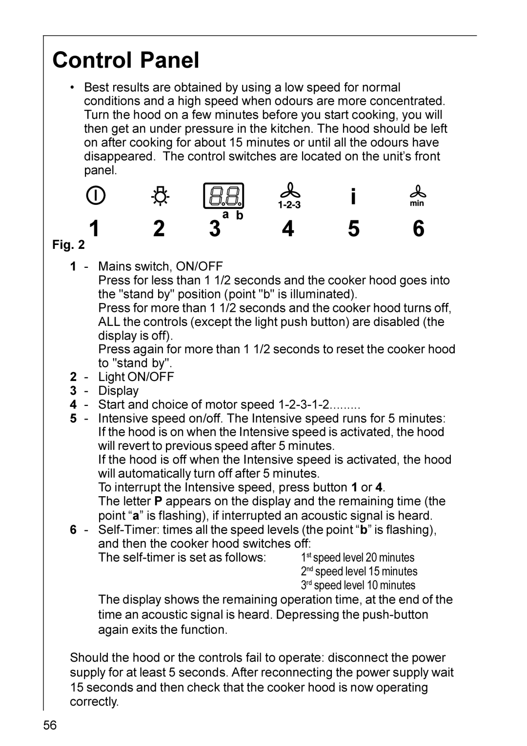 Electrolux CHDD 8890, CHDD 8820 installation instructions Control Panel 