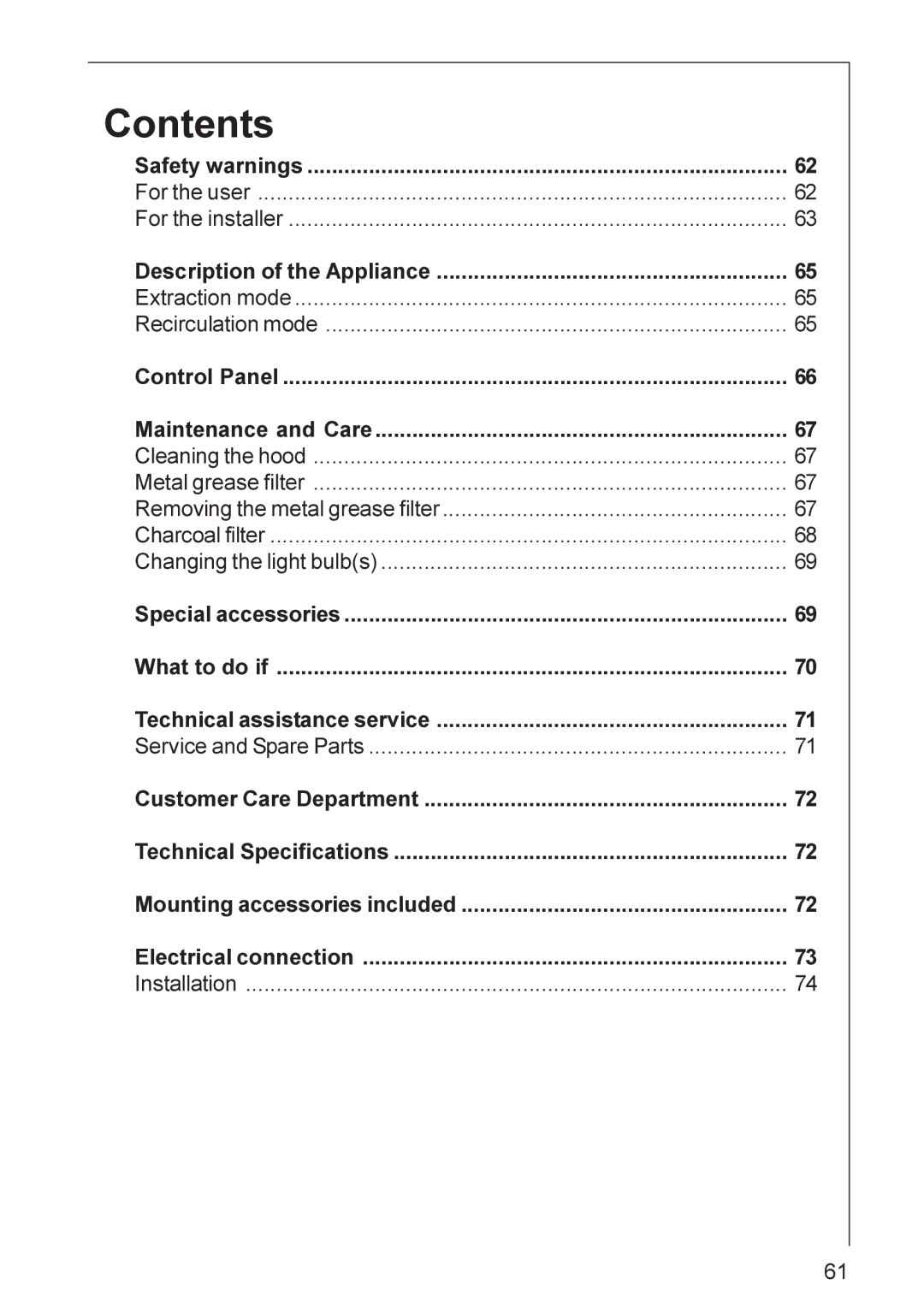 Electrolux DF 6160, CHDF 6260 installation instructions Contents 