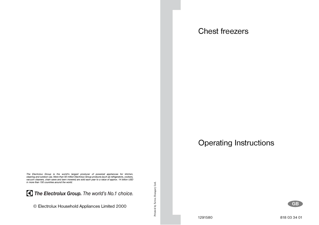 Electrolux manual Chest freezers Operating Instructions 