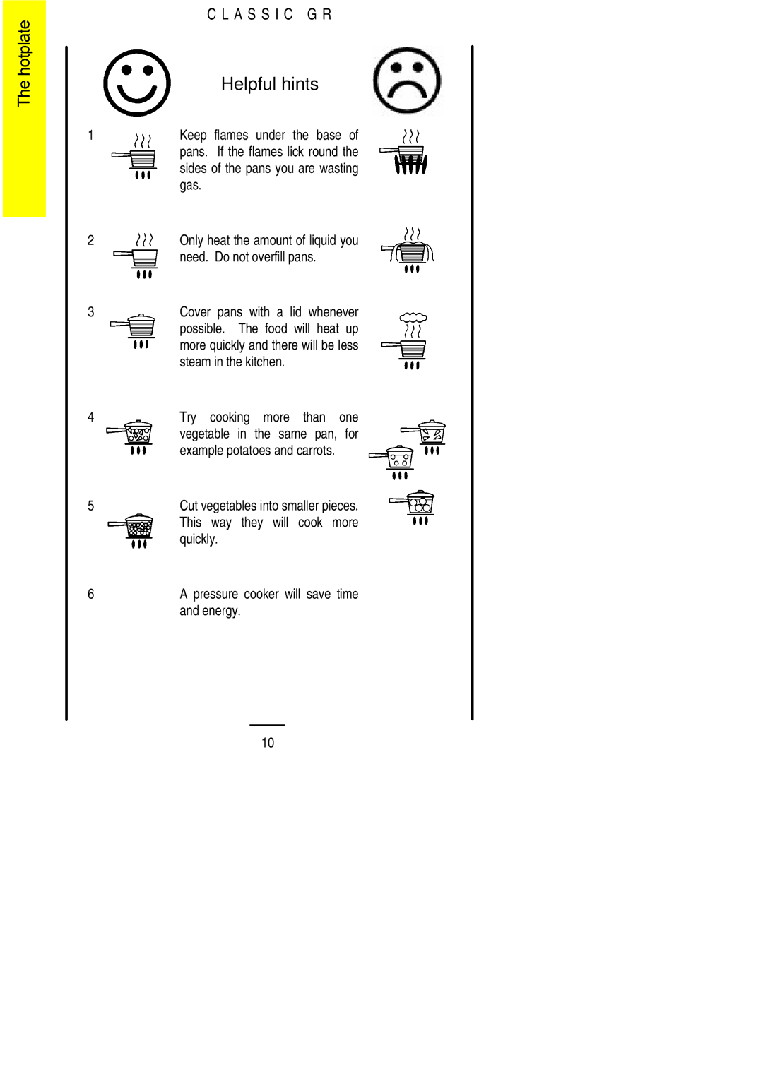 Electrolux CLASSIC GR installation instructions Helpful hints 