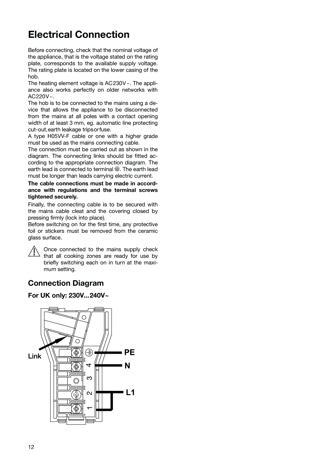 Electrolux CM 600 BLK manual Electrical Connection, Connection Diagram, For UK only 230V...240V~ 