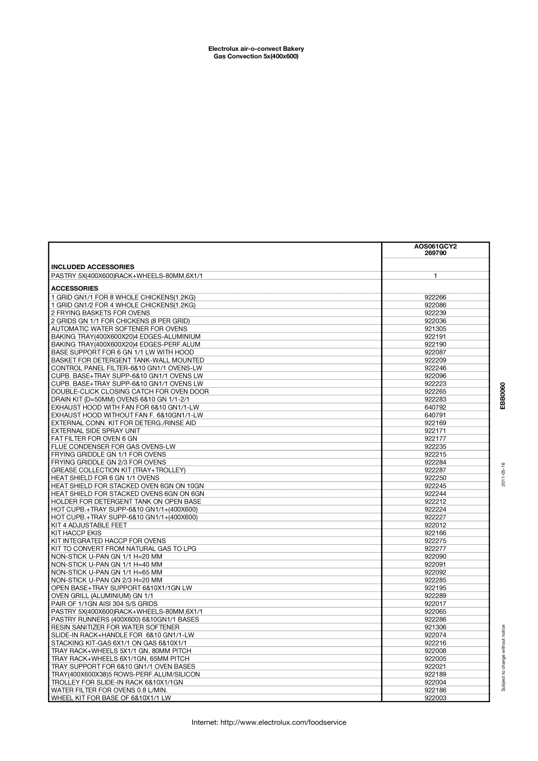 Electrolux Convection Oven manual Included Accessories 