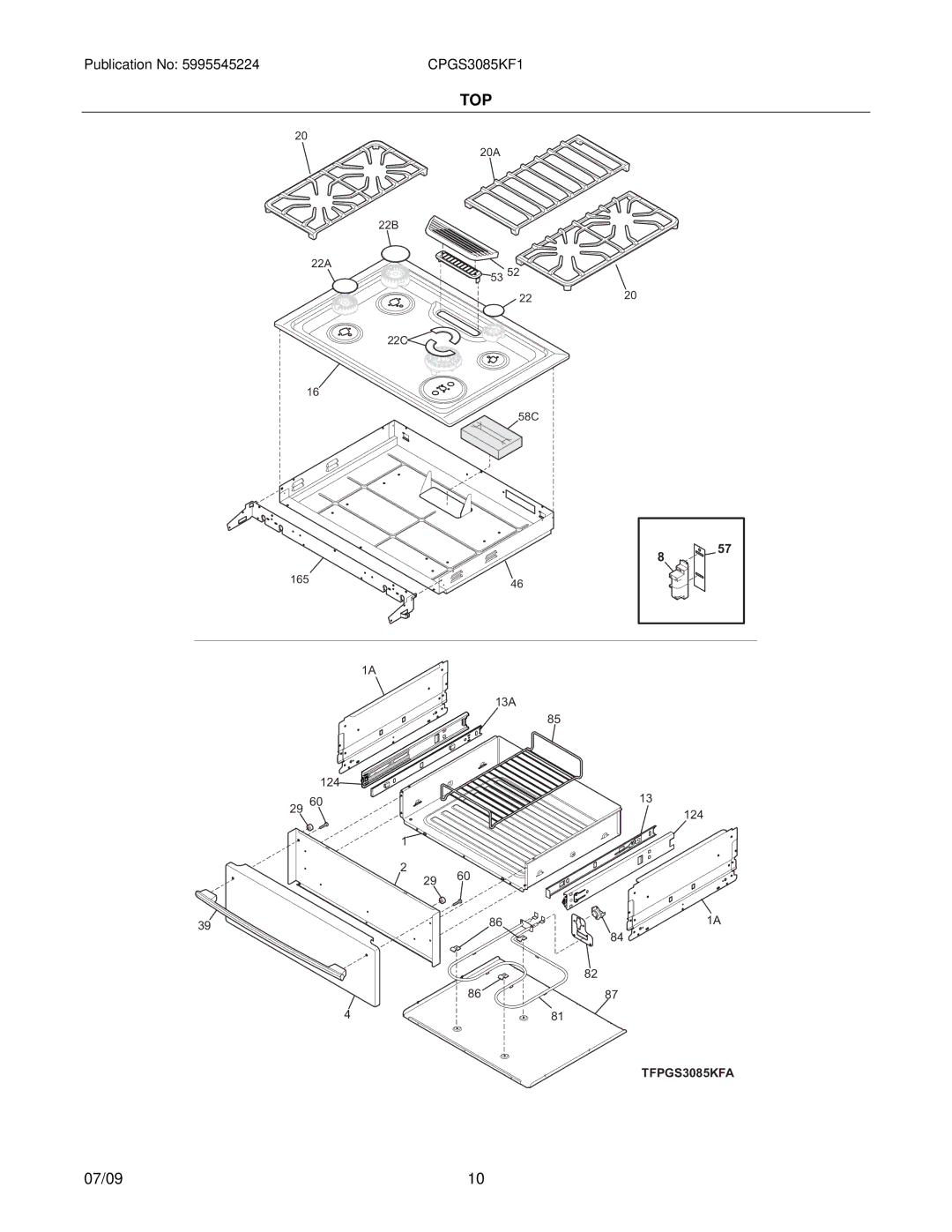 Electrolux CPGS3085KF1, 39452391M93S1 installation instructions Top 