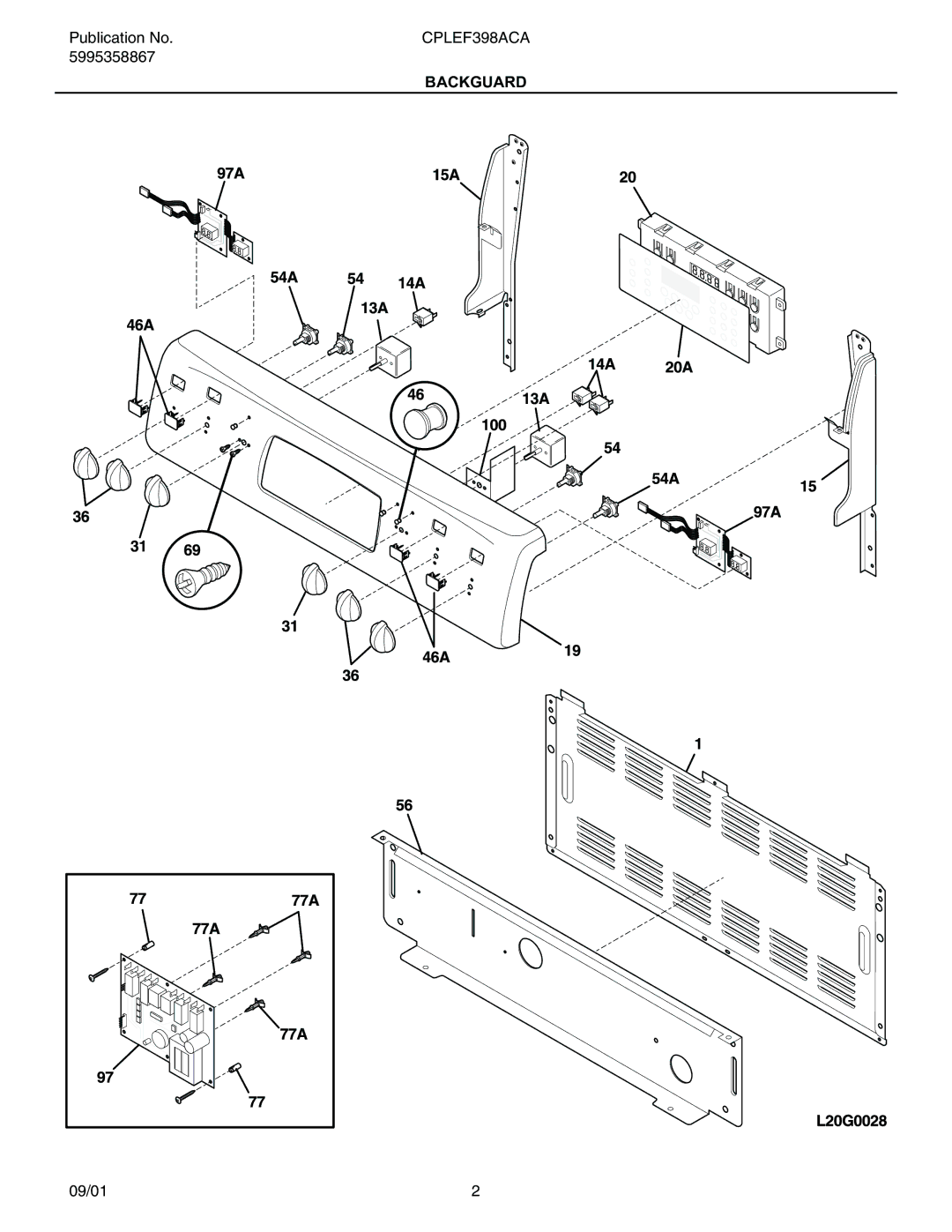 Electrolux CPLEF398A installation instructions Backguard 