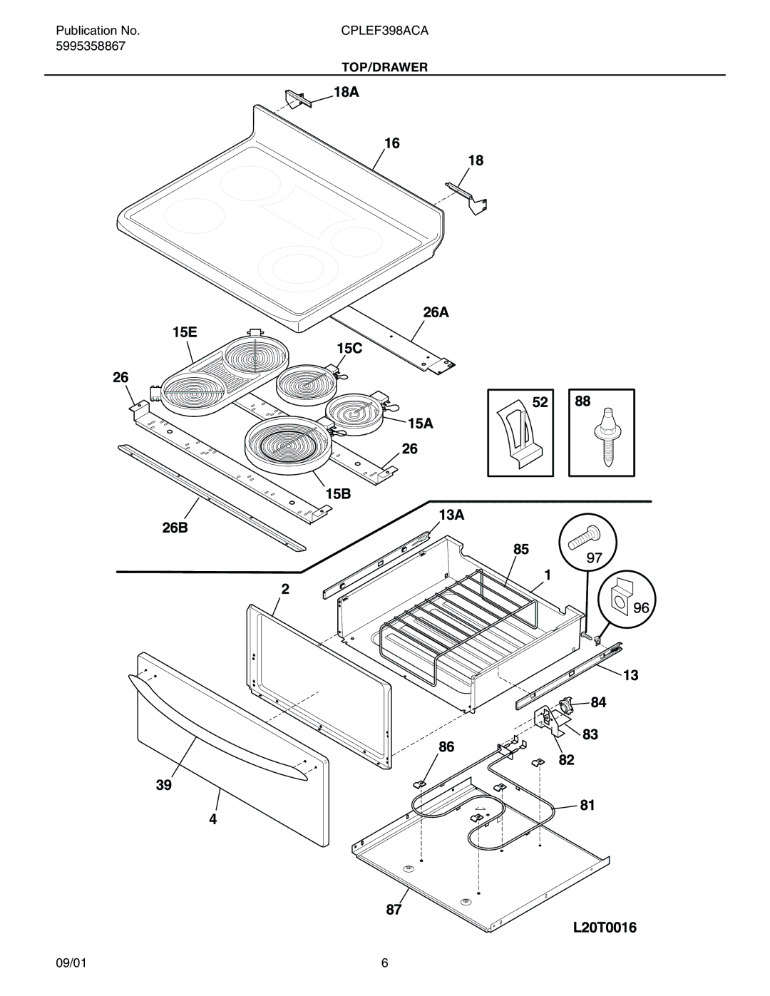 Electrolux CPLEF398A installation instructions Top/Drawer 