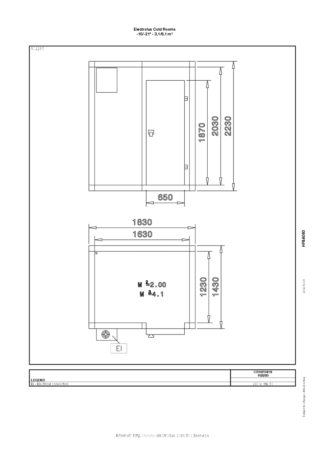 Electrolux CR12F031S, CR16F054S, CR24F061S, CR20F051S, CR16F041S, 102295, 102290, 102029, 102286 manual 102285 